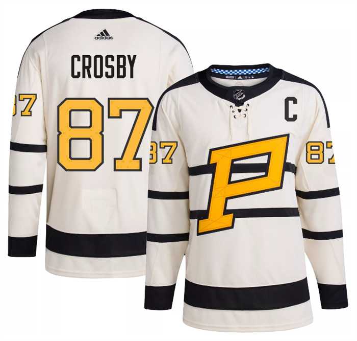 Mens Pittsburgh Penguins #87 Sidney Crosby Cream 2023 Winter Classic Stitched Jersey Dzhi